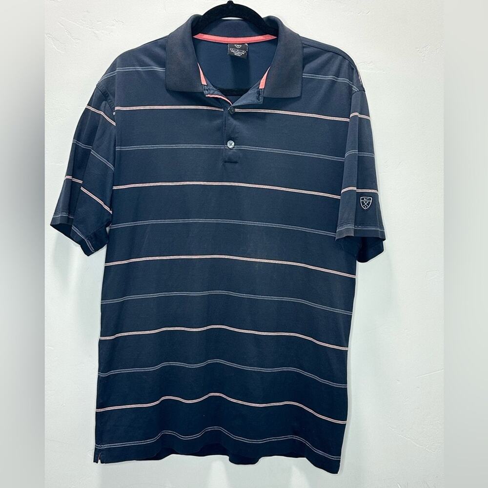 Nike Golf Polo Men’s Large in Navy Blue with White and Red Stripes
